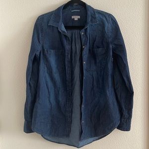 Dark wash chambray button up top